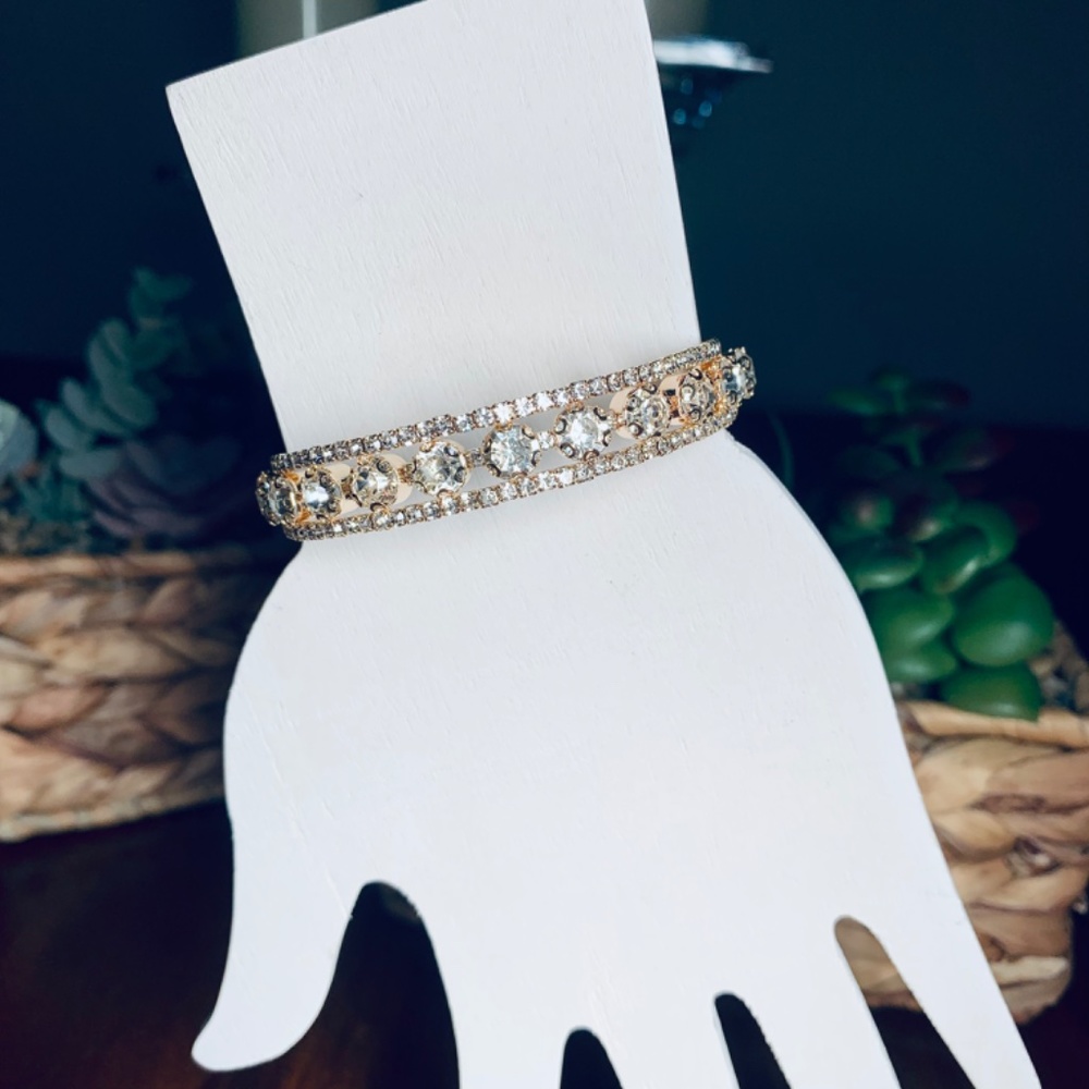 Shimmering Crystal and Gold Plated Coil Wrap Bracelet, adjustable size - Picture 4 of 10